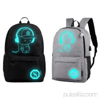 ENJOY USB Charge Cool Boys School Backpack Luminous School Bag Music Boy Backpacks Black Gray   